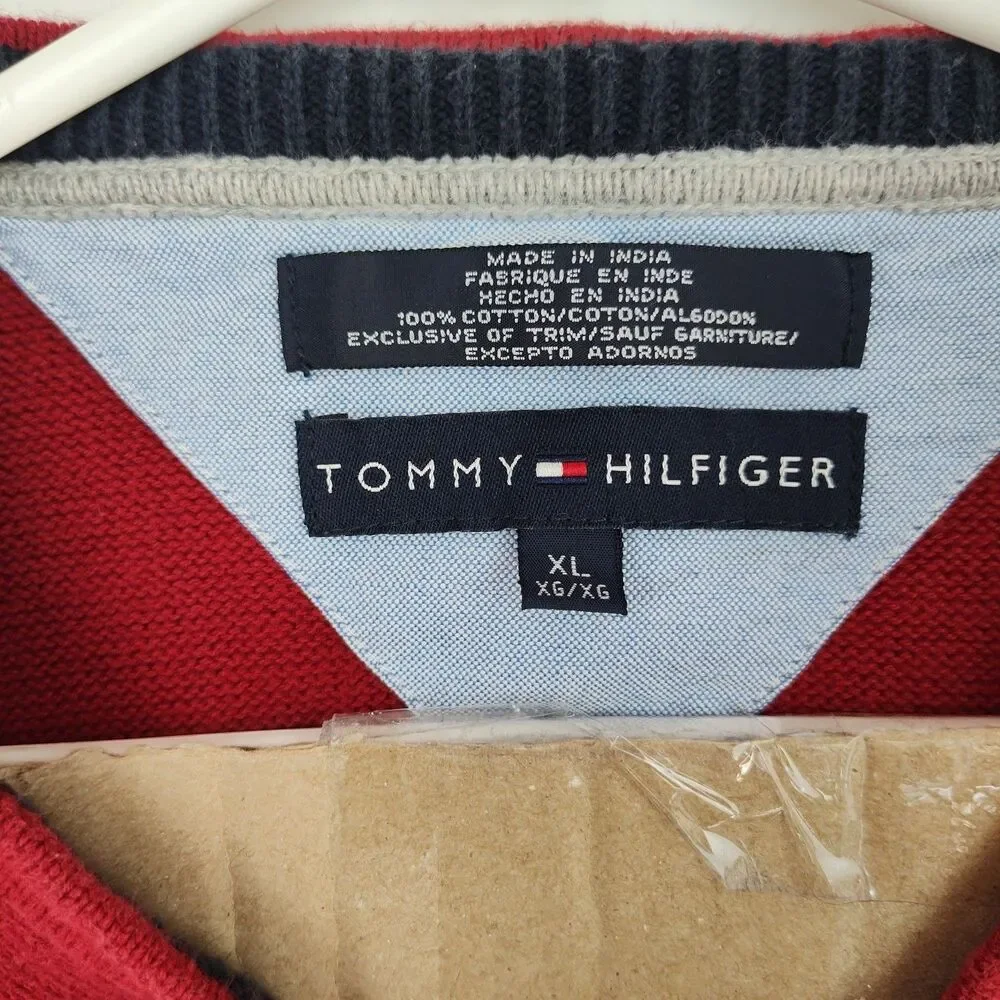 🔥Vintage Tommy Hilfiger men's XL‎ men's v-neck pullover vest, red